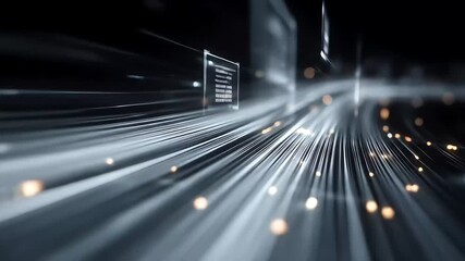 Digital interface with floating icons representing cloud computing and data exchange in futuristic technology environment - Powered by Adobe