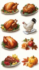 Various roasted meats and seasonal vegetables arranged on elegant platters for a festive gathering during autumn celebrations