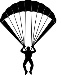 silhouette of a parachute, arafed man flying with a parachute in the air, skydiving, vector illustration, parachutes, vector