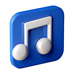 Vibrant Blue Music Note Icon with Glossy White Accents A Modern and Eye Catching Design for Music Apps and Platforms, Smooth and Clean