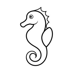 outline  illustration seahorse cartoon on white background © Monish