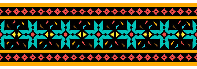 Ethnic border with geometric tribal pattern.