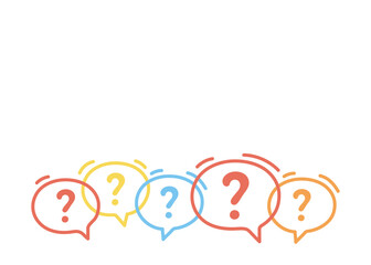 Set line speech bubble icons with question marks. Concept of asking frequent questions or communication. FAQ and solution. Vector background illustration