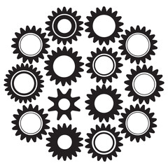 Flat gear icons for tools vector collection