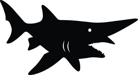Fototapeta premium Silhouette shark illustration with open jaws side view vector illustrator