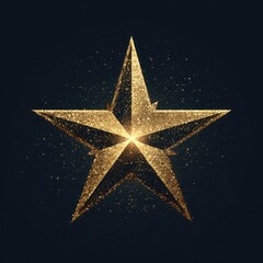 Golden five-pointed star emitting sparkles against a dark background creates a festive and celebratory atmosphere