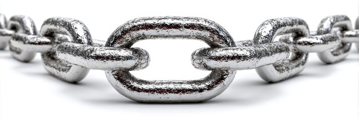 Obraz premium Metal chain links arranged in a continuous loop highlighting strength and connectivity in industrial design