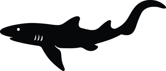 Silhouette shark swimming ocean animal marine life vector illustrator