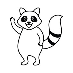  outline illustration cartoon raccoon 