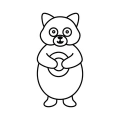  outline illustration cartoon raccoon 