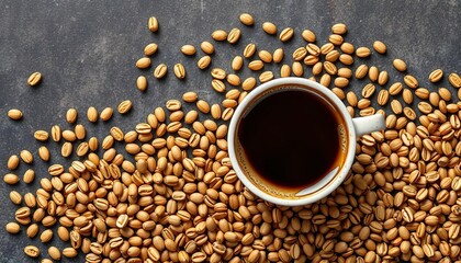 Roasted barley coffee, healthy caffeine-free alternative Top view,  healthy drink, barley coffee