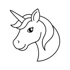 outline illustration cartoon unicorn head 
