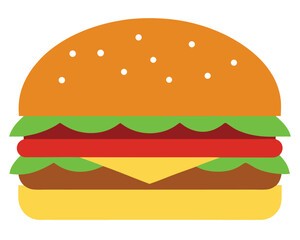 A colorful cartoon burger isolated on white background Ai Generated