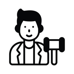 A captivating glyph icon of senior court judge