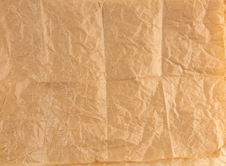 Crumpled Craft Paper, Rugged Wrapping Old Paper Texture, Empty Brown Wrinkled Sheet Scrap Top View