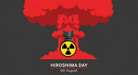 Hiroshima Day Remembrance Illustration of Atomic Bomb and Mushroom Cloud Symbolizing Peace and Reflection on August Sixth
