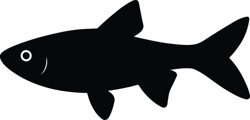 Fototapeta premium Silhouette tetra fish side view swimming in black vector illustrator