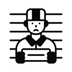 Easy to edit glyph icon of mugshot photograph board