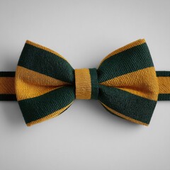 Gold and forest green striped bow tie
