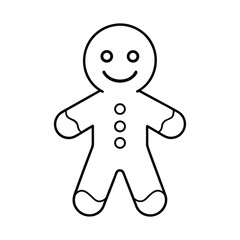 outline illustration cute gingerbread man cartoon