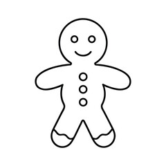 outline illustration cute gingerbread man cartoon