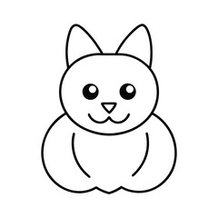 outline illustration cute jack o lantern cat cartoon
