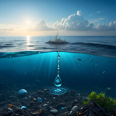 polluted ocean turning into crystal blue from one
