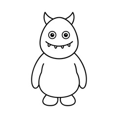 outline illustration cute little monster cartoon