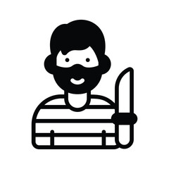 A modern glyph icon of masked murderer figure