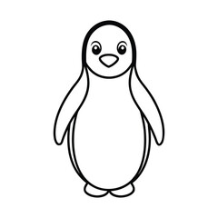 outline illustration cute penguin wearing scarf cartoon