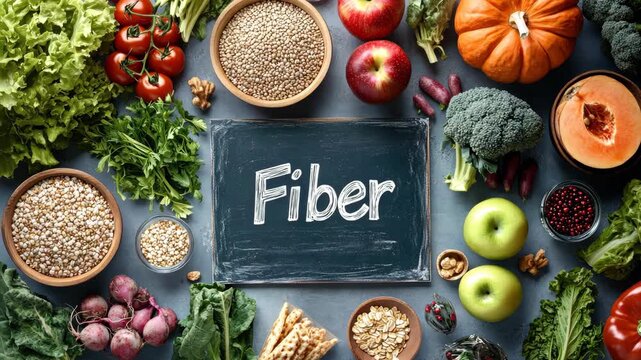 different foods containing fiber. Selective focus. food.