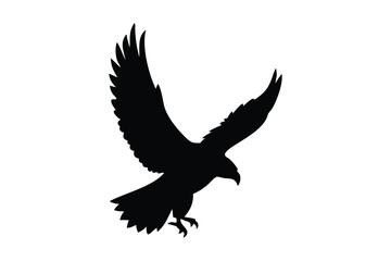 Obraz premium Majestic silhouette of a soaring eagle with wings spread wide in flight isolated on white background