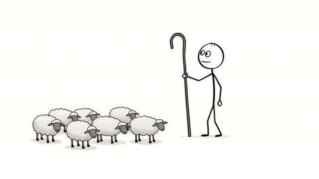 Simple Animated Shepherd and Sheep