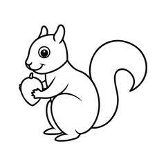outline illustration cute squirrel sitting cartoon 
