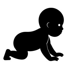 Baby Crawling Silhouette Icon – Early Childhood Development & Growth Symbol

