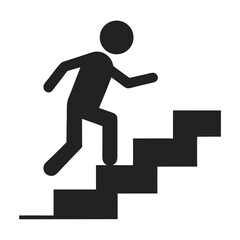 Minimalist Stair Climbing Vector – Goal Achievement & Upward Movement Design


