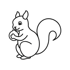 outline illustration cute squirrel sitting cartoon 