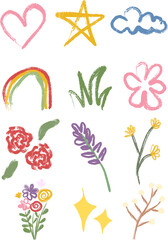 cute set of flowers vector illustration
