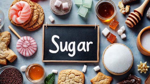 different products containing sugar. Selective focus. food.