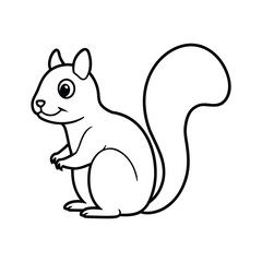 outline illustration cute squirrel sitting cartoon 