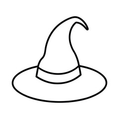 outline illustration cute wizard hat cartoon