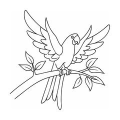 Parrot perched on a branch with wings spread bird