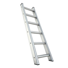 A silver aluminum ladder isolated on a transparent background