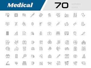 Medical icon set - Medical Line Editable Icons set -Vector illustration in modern thin black line of general medical icons: signs and symbols of medicine and pharmacology, hospital, doctor, tests 