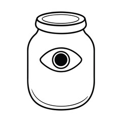  outline illustration eyeball in jar cartoon