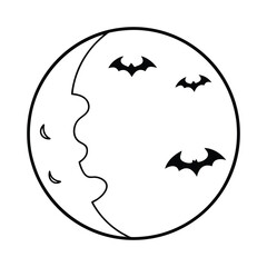 vector whit bat illustration of a moon