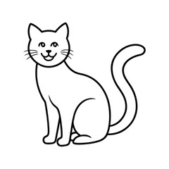 outline illustration happy black cat cartoon 