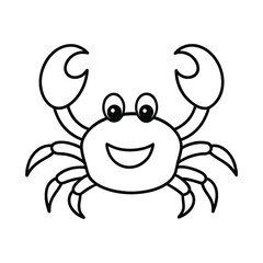 outline illustration happy crab cartoon