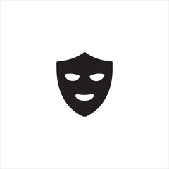 Black mask with eye and mouth openings on white background face