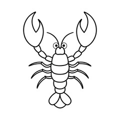  outline illustration lobster with claws cartoon